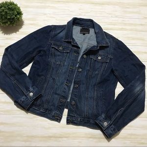 Banana Republic Distressed Dark Wash Denim Jean Jacket Women’s Size Large